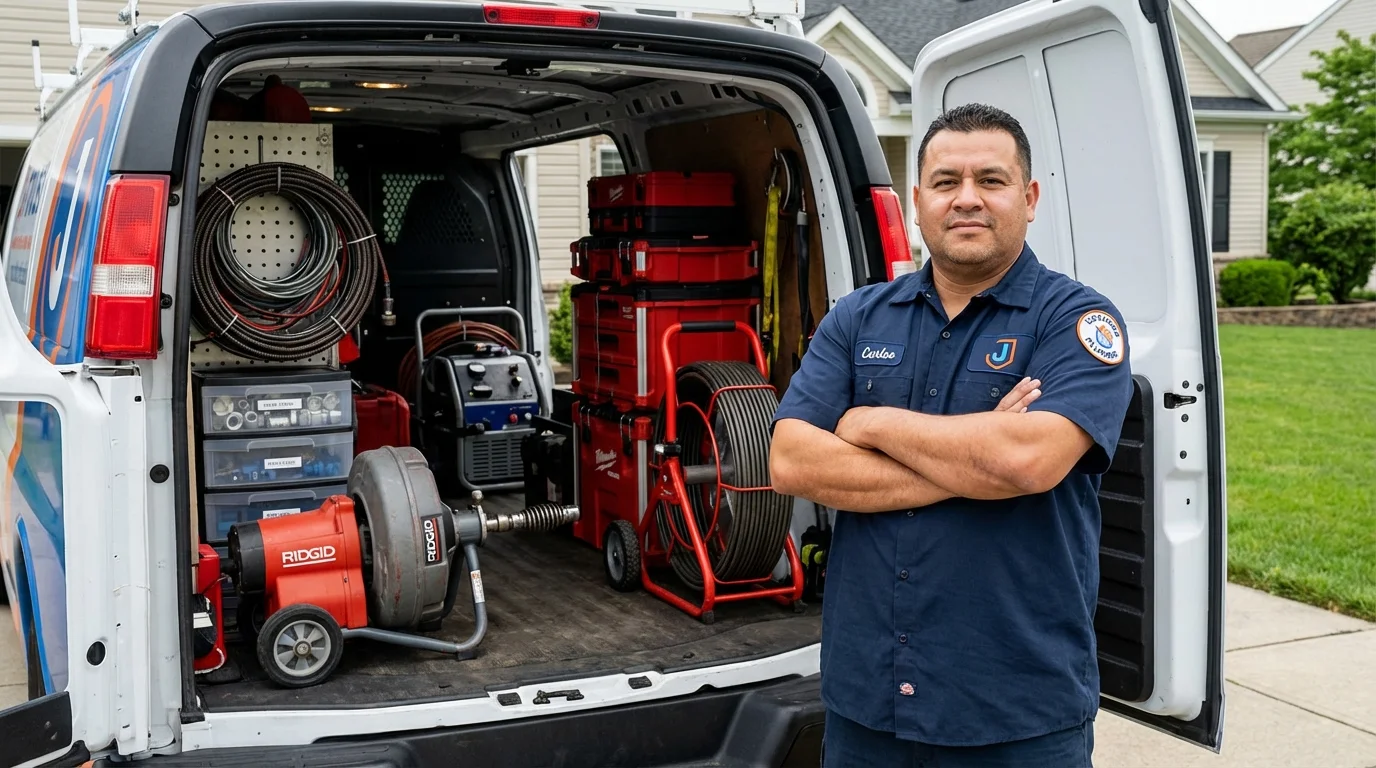 Professional drain cleaning equipment and Johns Plumbing LLC plumber in Lafayette