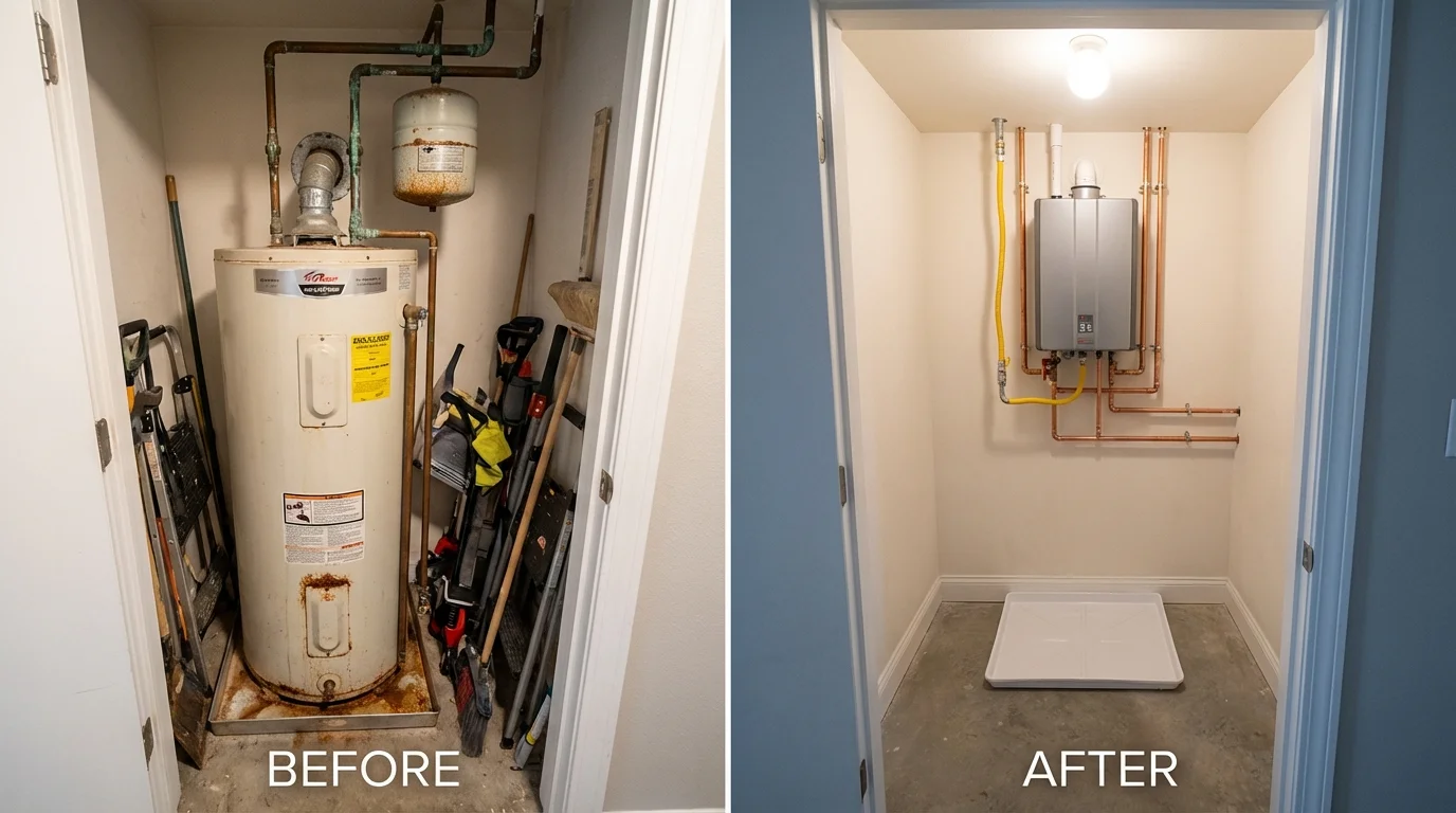 Tank water heater versus wall-mounted tankless unit comparison for Lafayette, TN homeowners